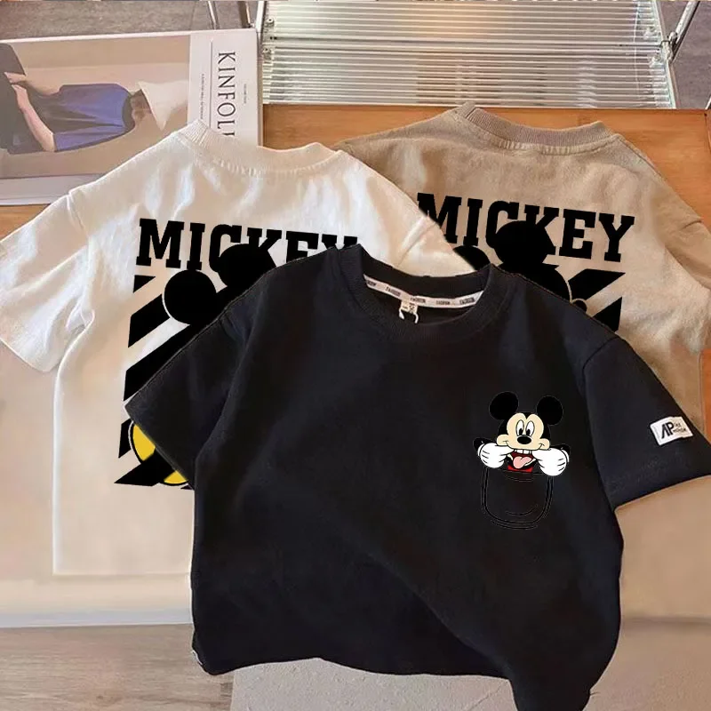 2024 Kid Mickey Mouse Short sleeve T-Shirt Clothes Summer Baby Boy Girl Cartoon Cotton O-Neck Tees Children Casual Clothing Tops 3