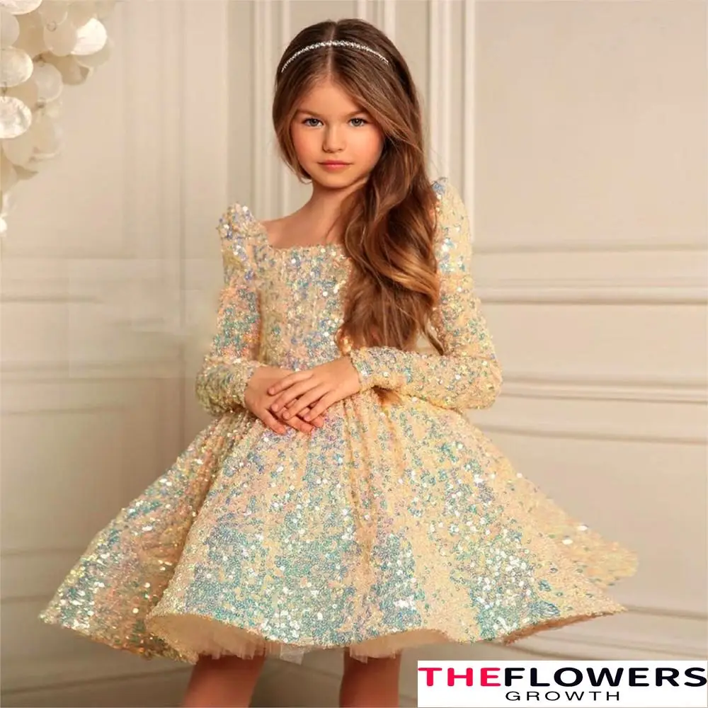 

Childen's Dress Birthday Party Prom Dress 2024 Autumn & Winter New Elegant Sequin Evening Dress Girl Party Wedding Dress 1T-10T