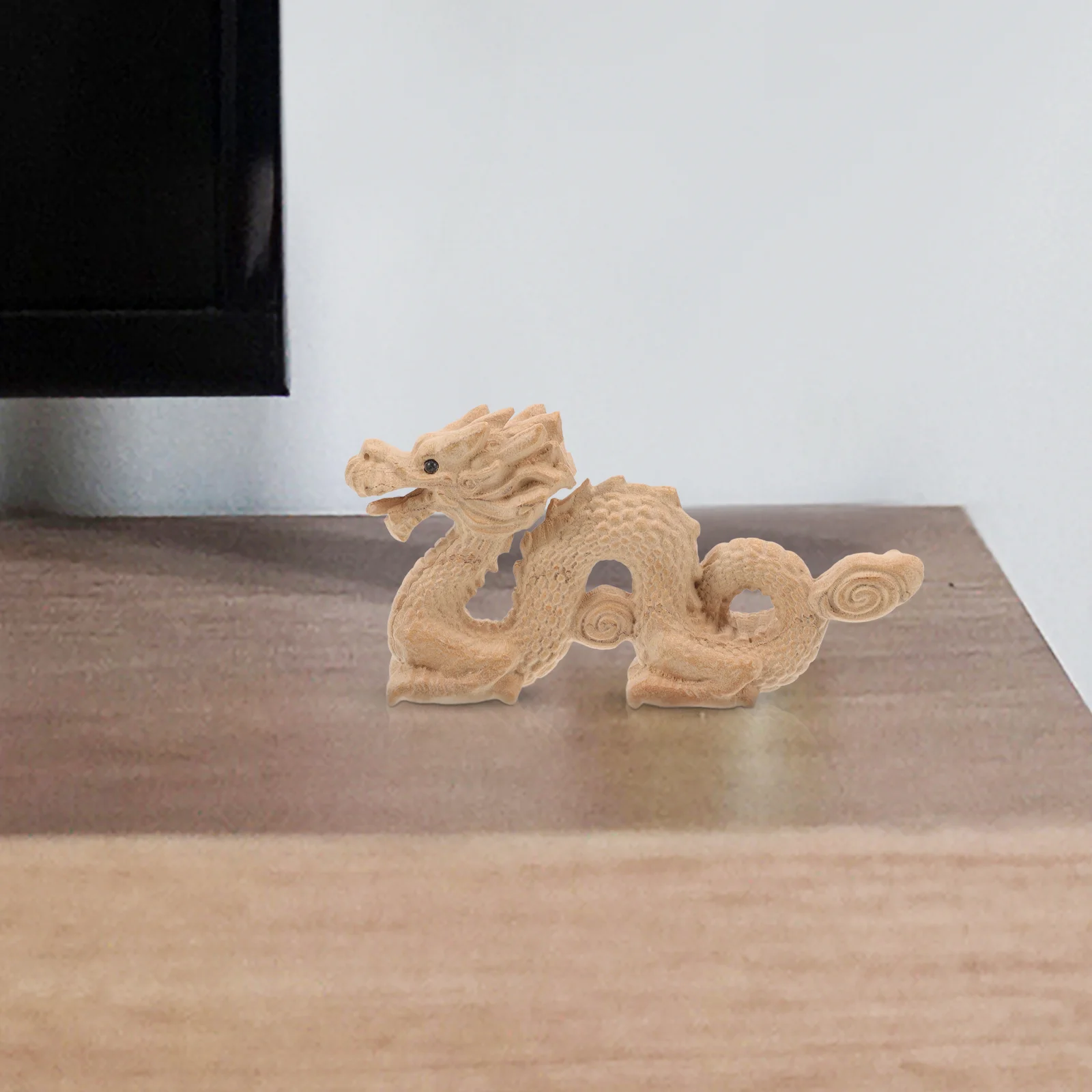 

Feng Shui Carved Natural Wood Dragon Statue Wooden Crawling Dragon Sculpture Animal Figurine