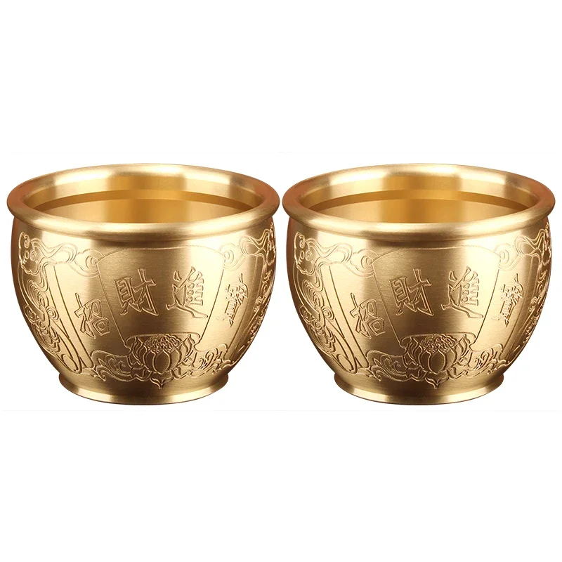 

Baifu Copper Cylinder Jucaizhen Brass Rice Cylinder Cornucopia Decoration into the House Amass Fortunes Small Copper Basin Coin