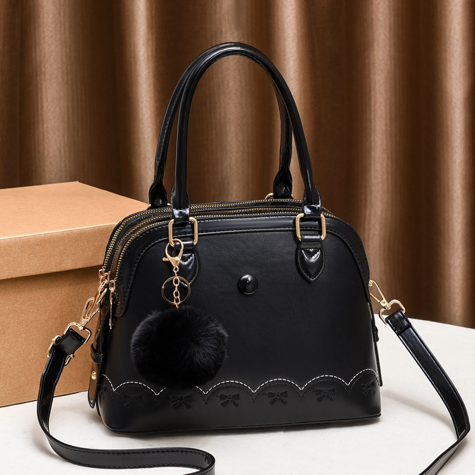 New Simple Three-zipper Slung One-shoulder Large-capacity Fashion Pu Handbag Crossbody Bags for Women