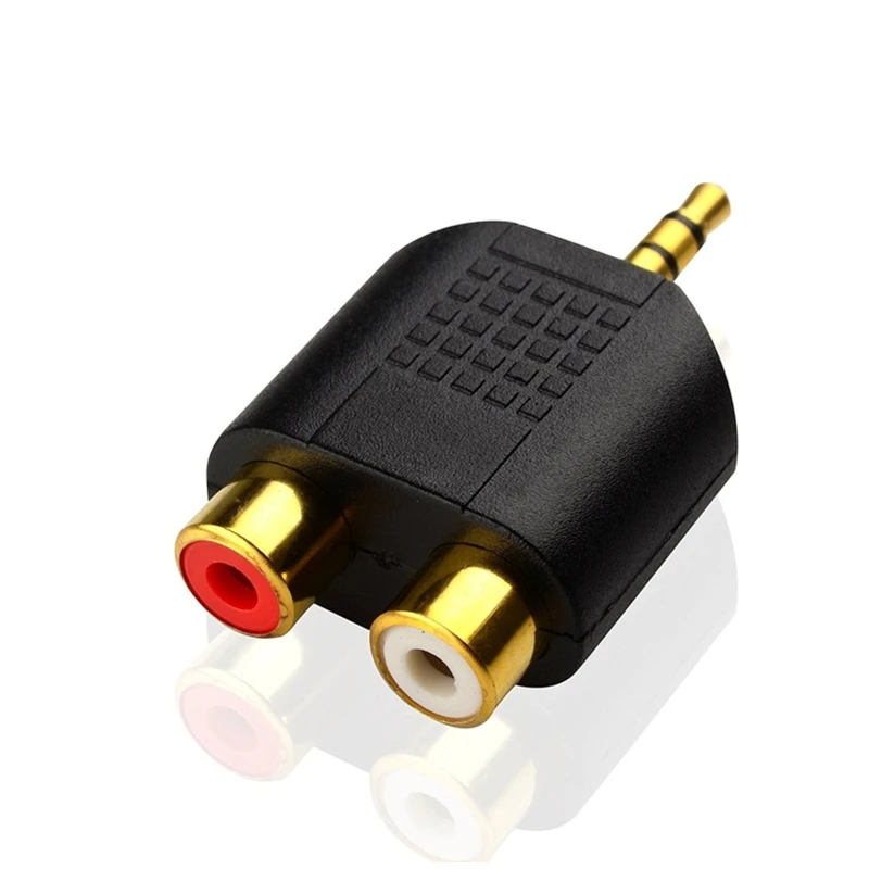 Conector adaptador que converte macho trilha 3,5 mm conector 2RCA RCA fêmea