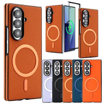Custodia per telefono modello in fibra di carbonio per Samsung Galaxy Z Fold 7 6 5 4 3 Fold7 Fold6 Fold5 Fold4 Fold3 Wrieless ricarica copertura del telefono