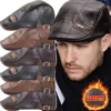 Men Retro Pu Leather Caps JAMONT Labeling British Painters Hats Spring Autumn Side Adjustable Flat Cap Fashion Hip Hop Berets 1