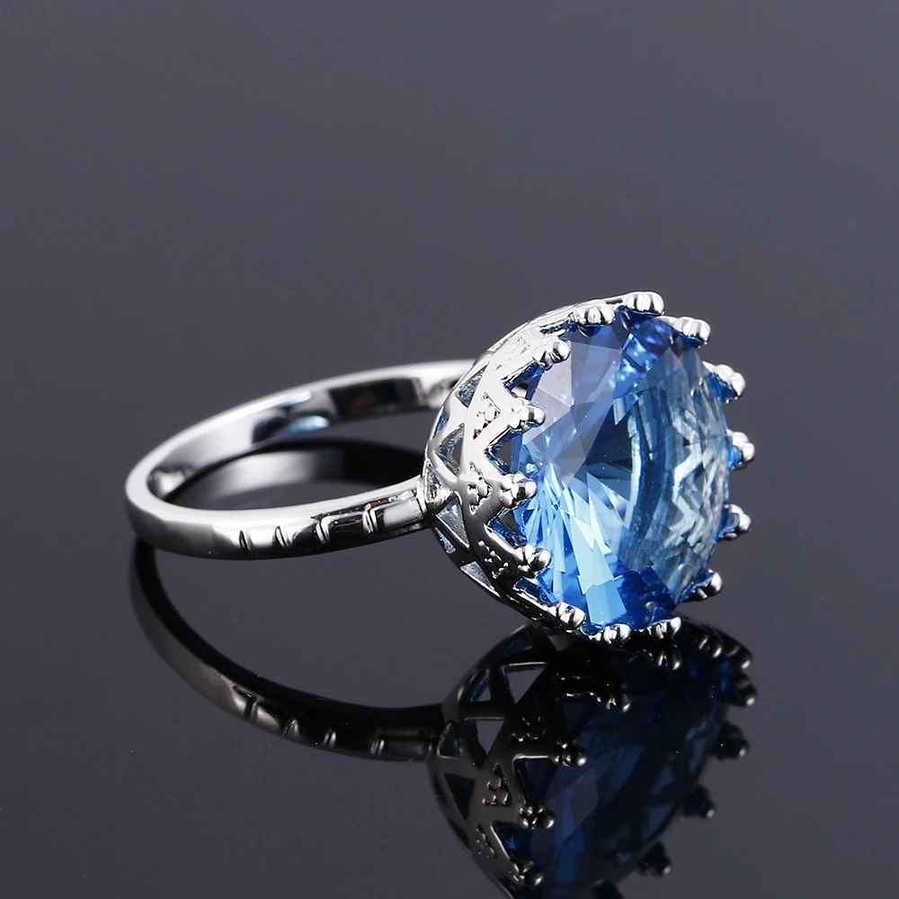 S925 Silver Ring Jewelry 15mm White Gold Plated Boutique Jewelry Ring Women Birthday Party Wedding Anniversary Engagement Gift
