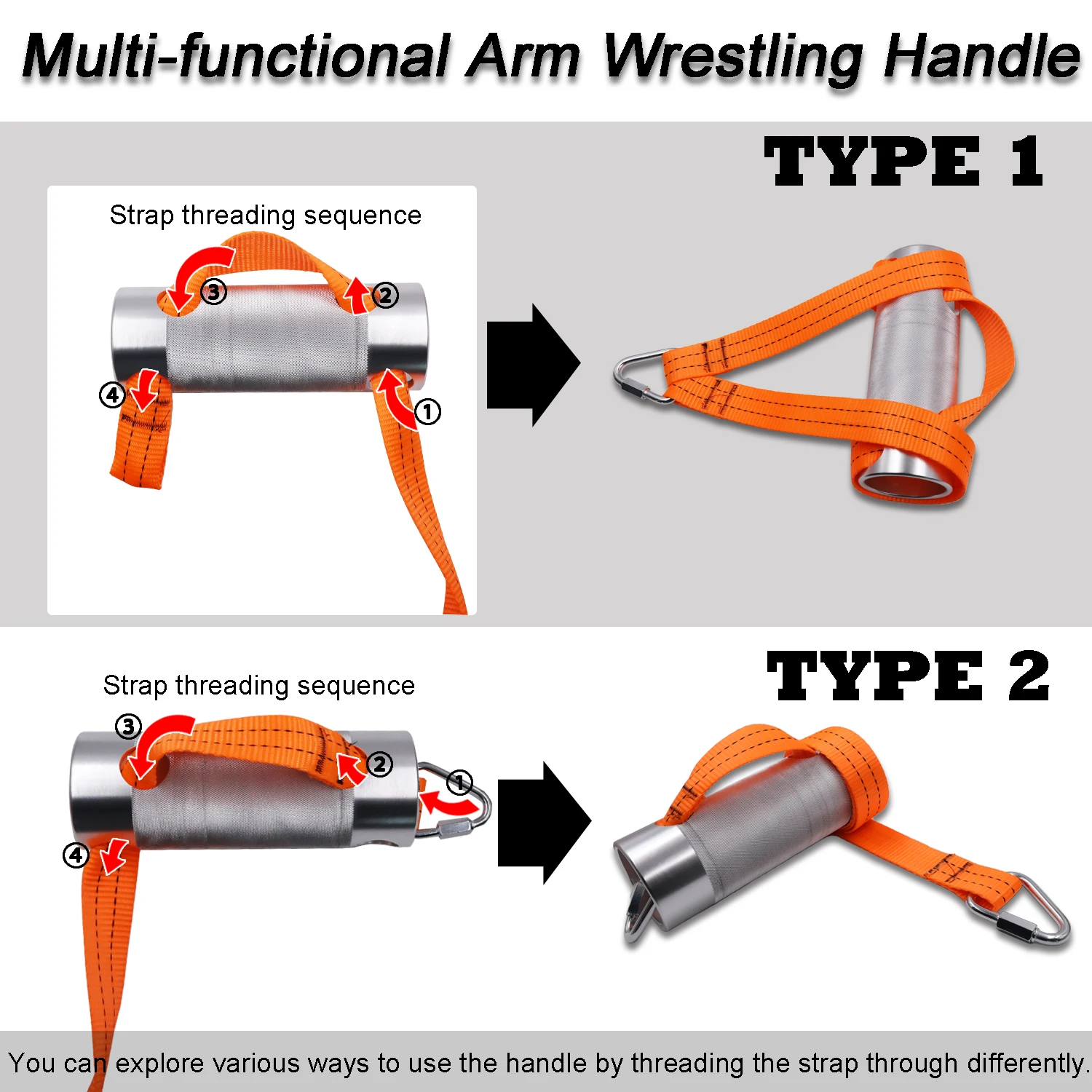 Arm Wrestling Exercise Fat Handle Φ3in Thick Wrist Rolling Grip Wrist and Forearm Exerciser Multi Spinner Workout Handle 5