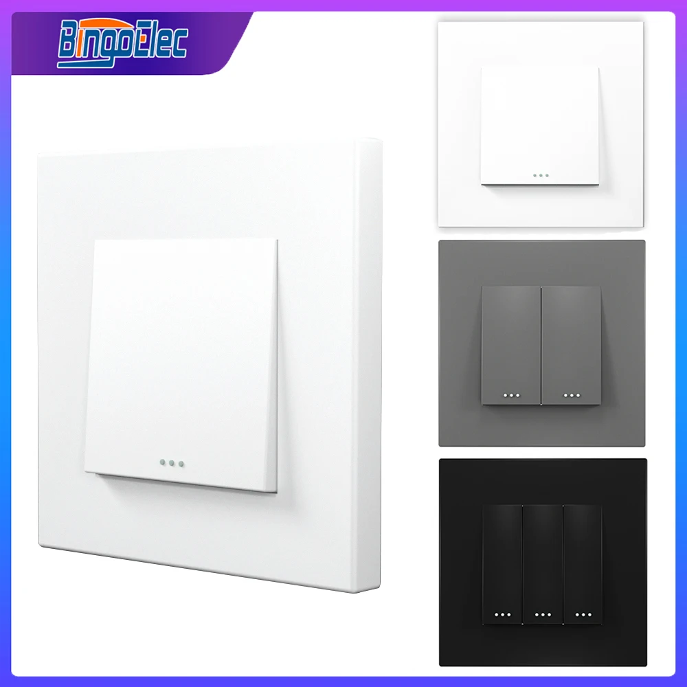Bingoelec Botão Interruptor Casa Luz Interruptores Painel de Plástico Interruptor de Parede ue Rússia Padrão Gangue Way Way Way