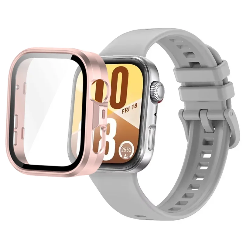 Breathable Silicone Strap with Protective Tempered Glass Screen and HD PC Case