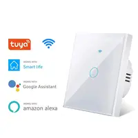 Tuya Wifi Smart Light Switch EU 1/2/3Gang Touch Light Switch No Neutral Wire Wall Light Switches for Alexa Google Voice Control 1