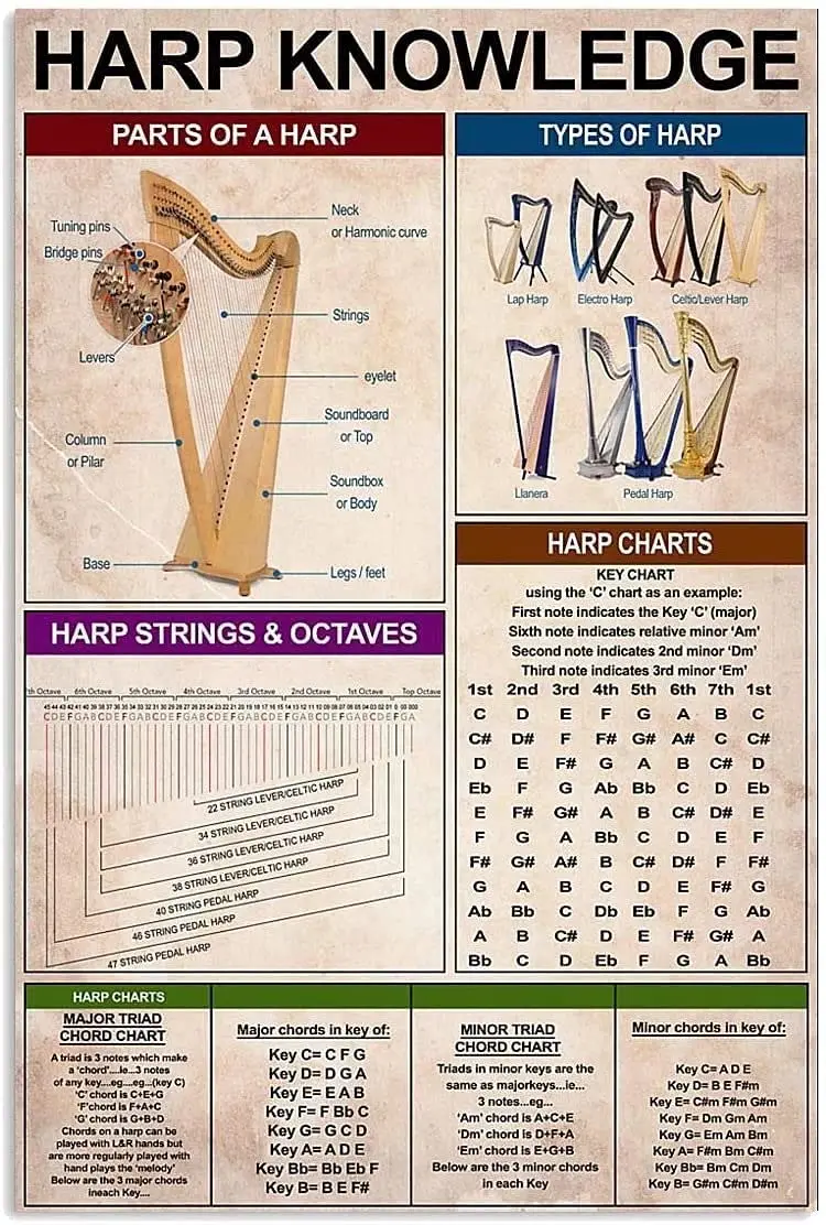 

Harp Knowledge Metal Tin Signs Funny Print Poster Home Art Wall Decor Plaque Farm school Classroom Bathroom Bedroom Living Bar