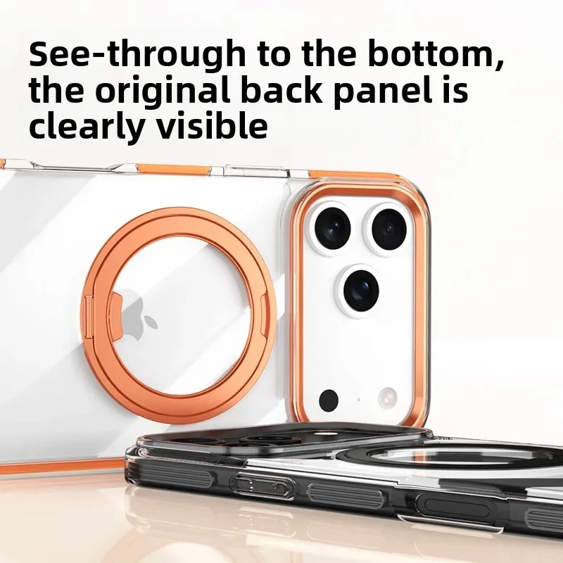 Revolutionary 360 Rotating Kickstand Transparent Magnetic Bicolor Phone Case - Shockproof Protection Cover