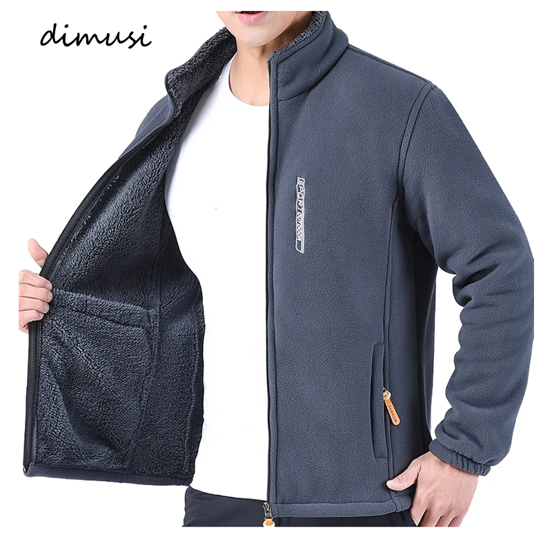 DIMUSI 겨울 남성 Polartec 자켓 캐주얼 남성 아웃웨어 벨벳 윈드 브레이커 자켓 남성 소프트 플리스 웜 자켓 브랜드 의류