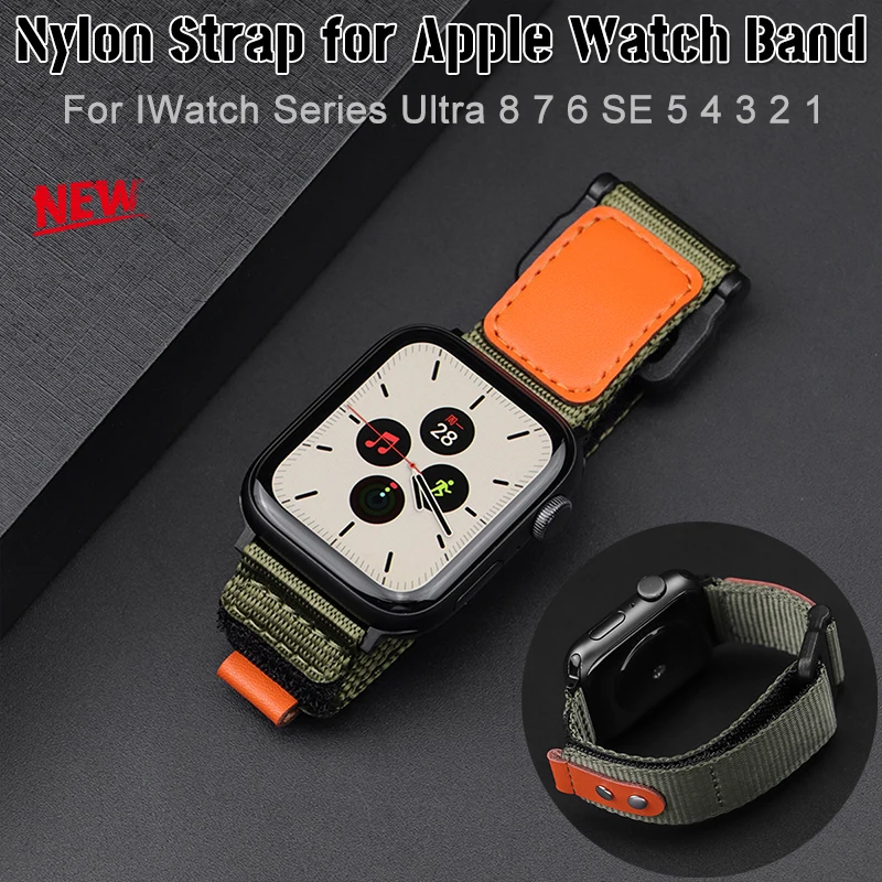 

Nylon Strap for Apple Watch Ultra Band 49mm 45mm 44mm 42mm 41mm 40/38mm Indoor Sport Correas Bracelet IWatch Series 8 7 6 SE 5 4