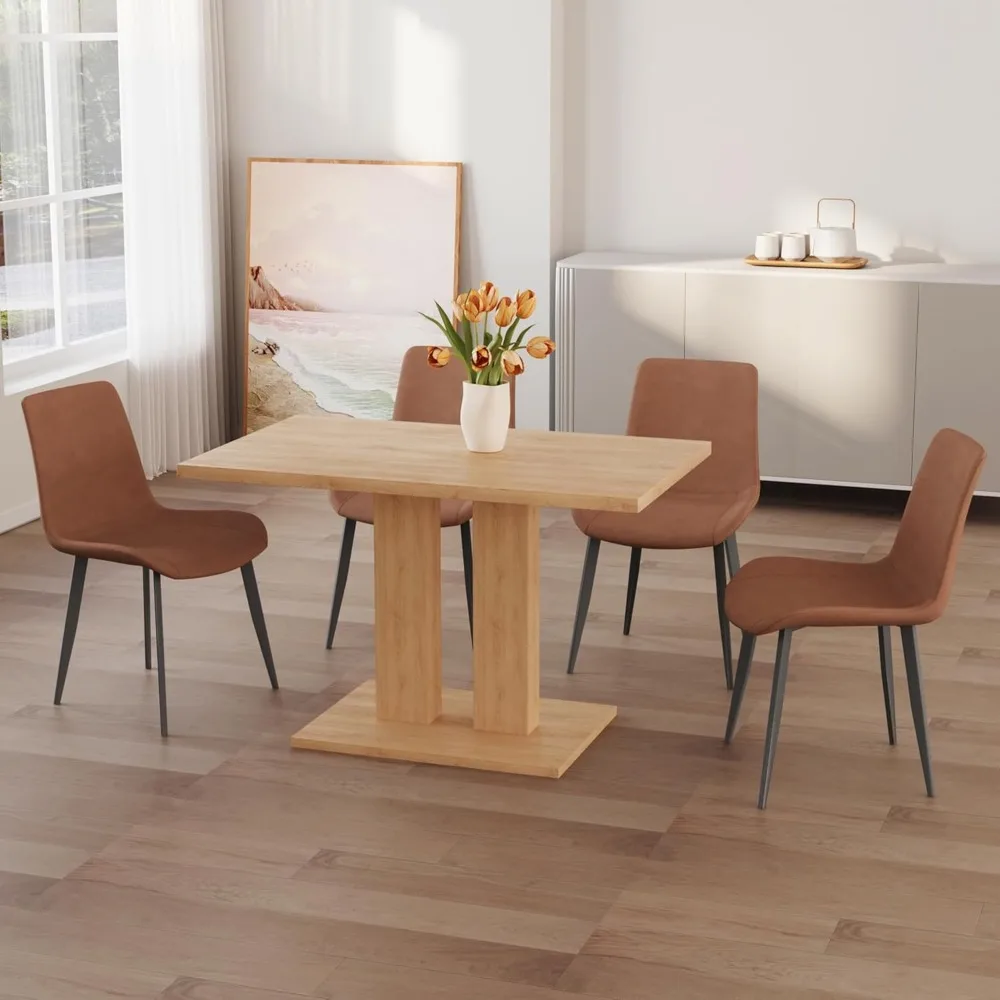 Modern 46'' Kitchen Dining Table and Chairs, 5 Piece Rectangular Dining Table Set for Home, Kitchen, Living Room, Dining Room