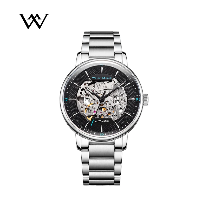 WM Watch WellyMerck Automatic Mechanical Watches Man Business Casual Water Resistant 316L Stainless Steel Premium Watch WM017