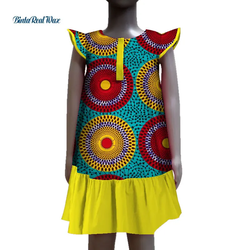 New lovely baby girls dress african wax print dresses for kids children bazin riche traditional african