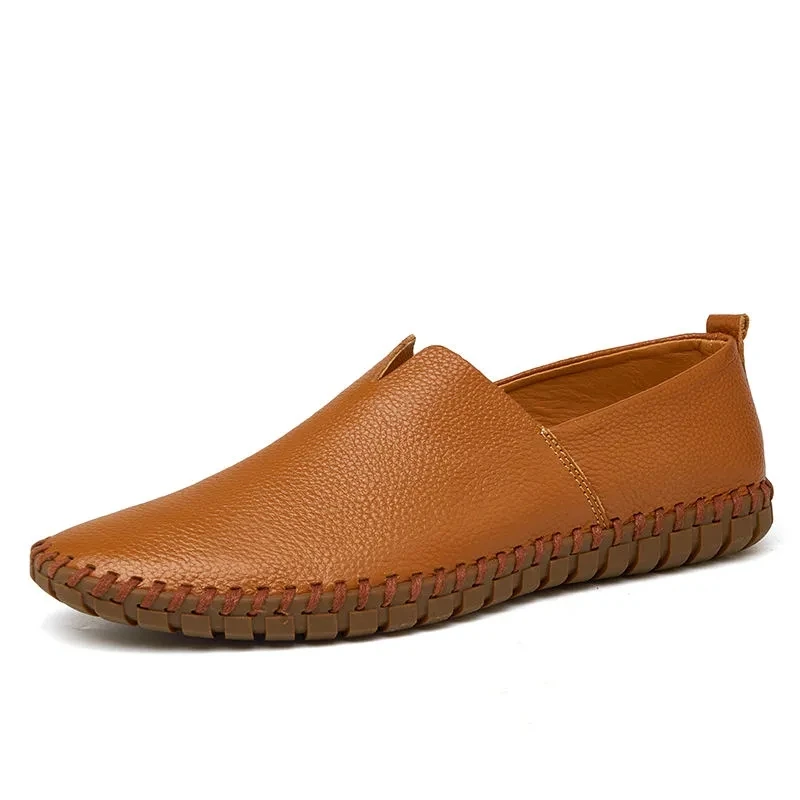 Men Loafers 2024 Cow Leather Shoes Men Casual Shoes Moccasins Breathable Men Driving Flats Plus Shoes Thin Soles Leather Shoes