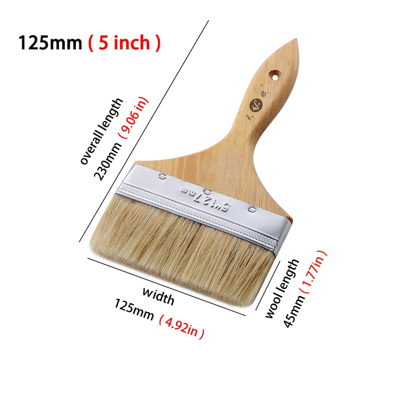 Pig Mane Brush Wooden Handle Tool Decoration Paint Coating Latex Cleaning Barbecue Baking Painting