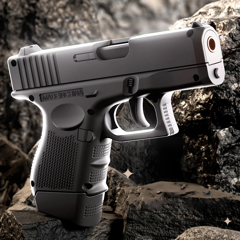 Continuous Firing Black Pistol Mini G26 Soft Bullet Shell Throwing Toy Gun Outdoor Sports CS Games Blaster for Kids