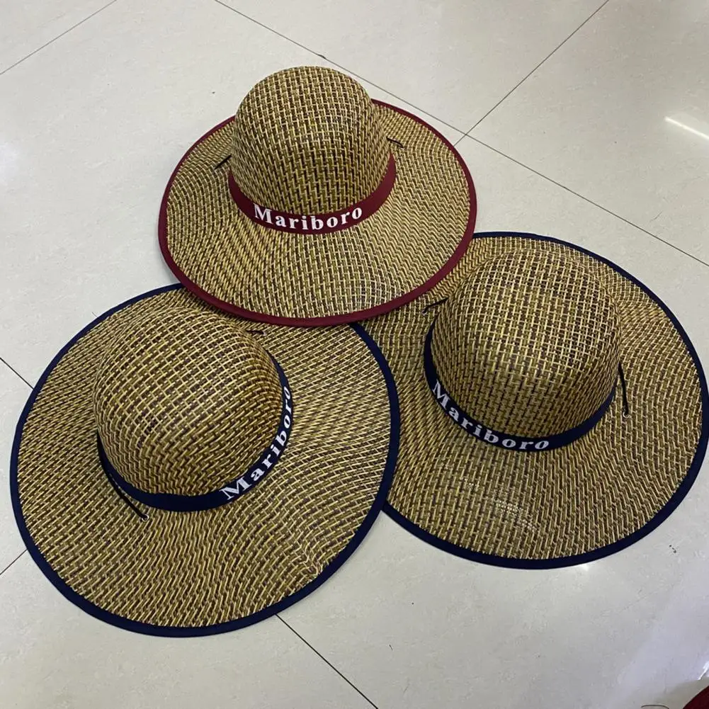 Adjustable Breathable Straw Hat Large Brim Straw Sunhat Handmade Round Dome Comfortable Women Summer Beach Sun Hat Travel Supply