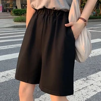 Y2k Summer Black Short Women Fashion Ladies Elastic Waist Short Pant High Waist Streetwear Wide-leg Oversize Simple Unisex Short - Image 2
