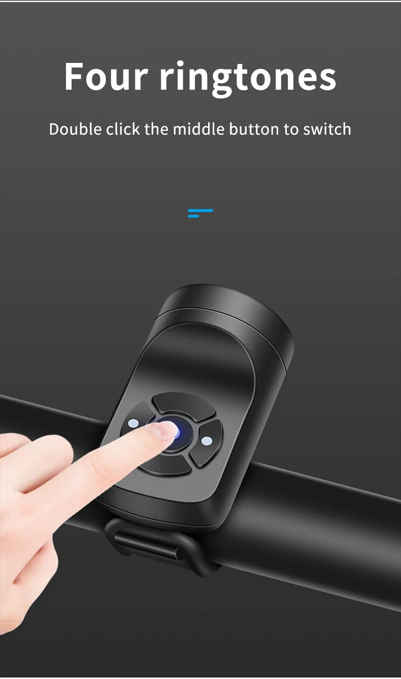 Description Picture 5 of itemUSB Rechargeable Bicycle Electric Bell Motorcycle Horn 4 Modes Mountain Bike Bell Cycling Anti-theft Alarm Horn Bike Accessorie