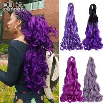 French Curl Braiding Hair 24”Synthetic Loose Wavy Braiding Hair Extensions French Curl Crochet Braids Hair Pre Stretched Bouncy 1