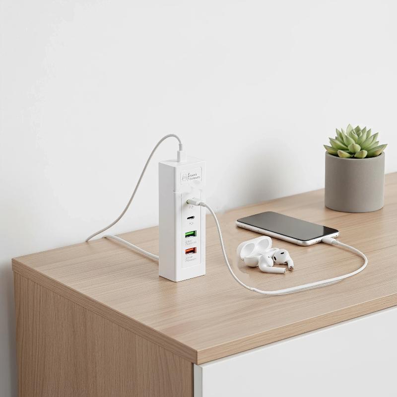 EU Plug USB C Charger Power Strip Multi Ports Fast Charging Portable Power Adapter for European Travel Use