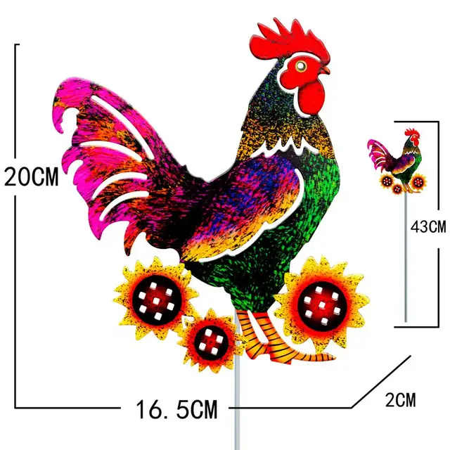 Kakas Szobrászat Reális Állandó Állati Kerti Dekoráció Rozsdamentes Terasz Hátsó Udvar Faragott Vas Csirke Gyep Dísz - Image 6