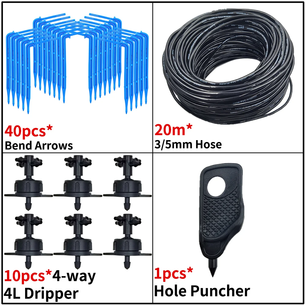 Gewächshaus Tropf bewässerung 4-Wege 3/5mm Tropf pfeil 2-Wege-Sender Bewässerungs bewässerungs system für Topf garten Rasen 10Set/20Set – Detail 4