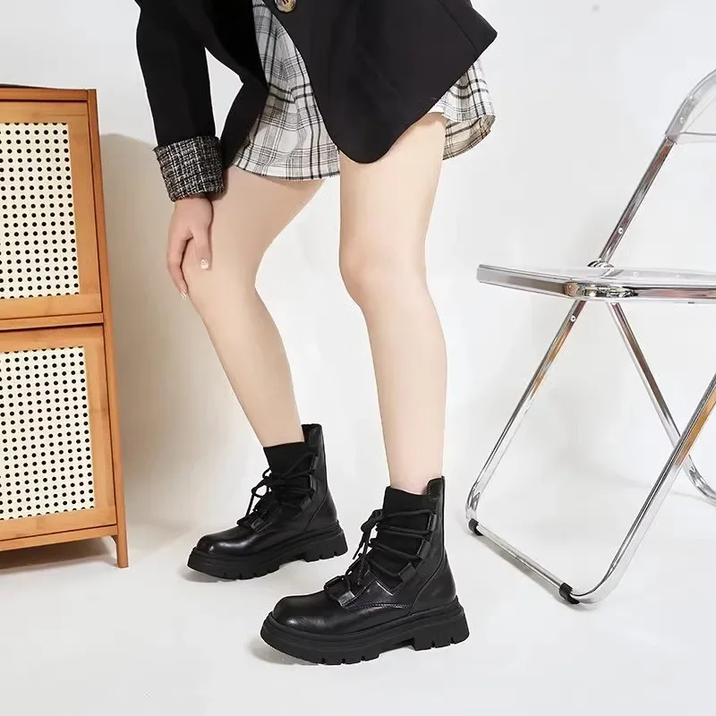 

Spring and autumn Thick-soled short boots for women British style versatile Martin boots