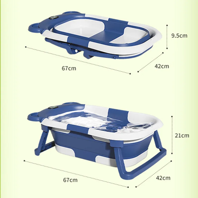 Baby Bath Tub Real-time Temperature Folding Silicone Baby Bathtub