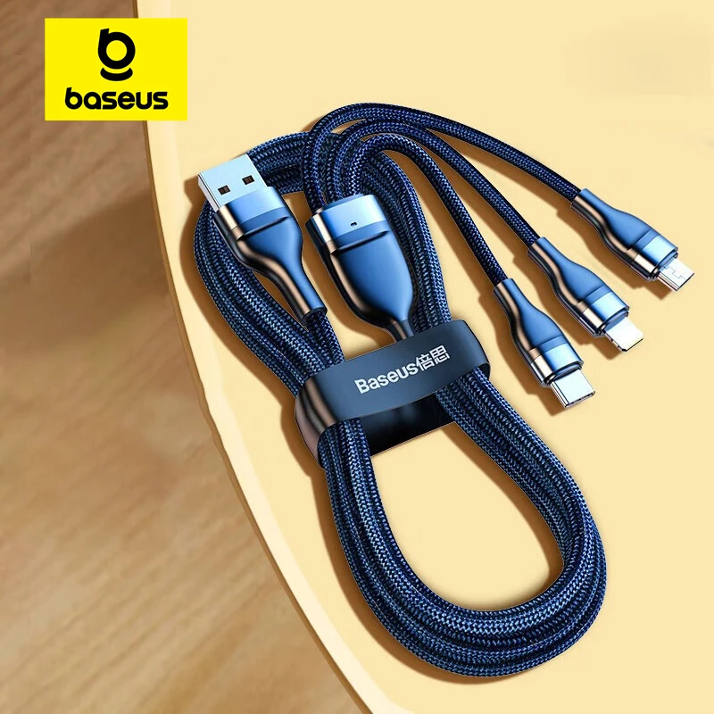 Baseus Pd66W 3 In 1 Typ C Micro Usb Blitz Kabel Für Iphone 13 12 Pro 11 Xr Ladegerät Daten Kabel Für Huawei Samsung Xiaomi