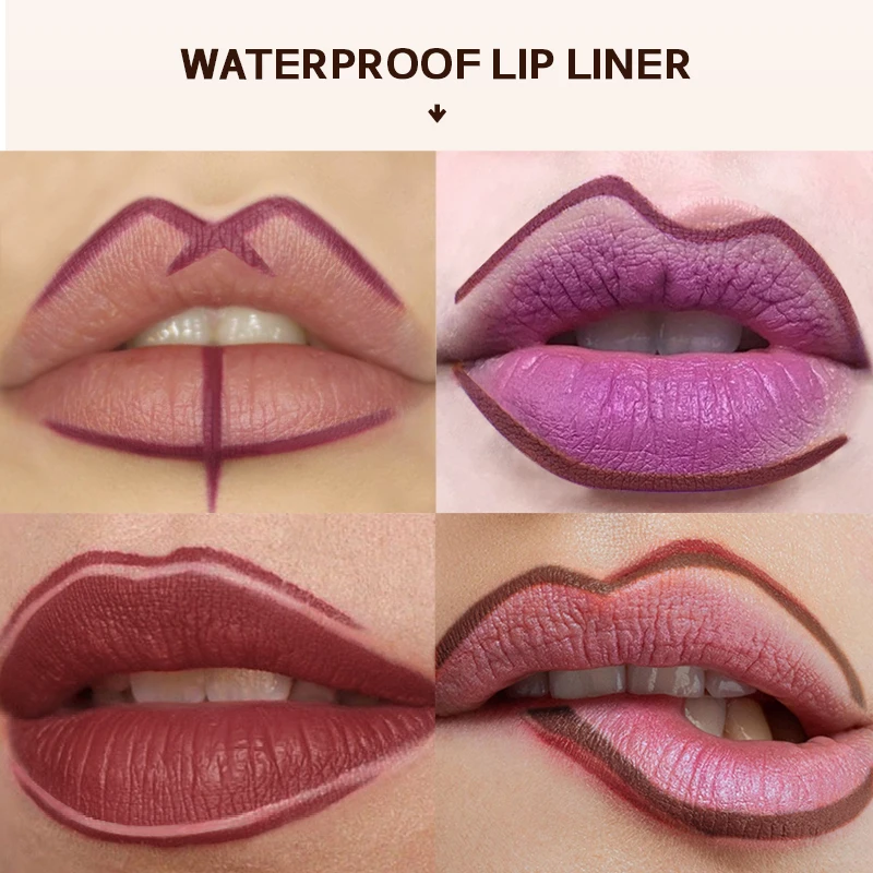 Nude Brown Lipliner Pen Wooden Matte Lip Liner Waterproof Lipstick Pencil Easy To Wear Non-stick Cup Lip Contouring Pen Cosmetic 5