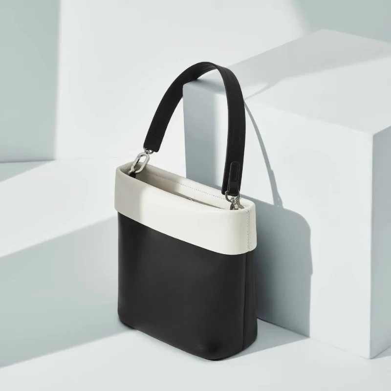 Summer Versatile Leather Bucket Bag Mini Fashion Contrast Cross-body Bag Leisure Shoulder Bag Macaroon Color сумка женская