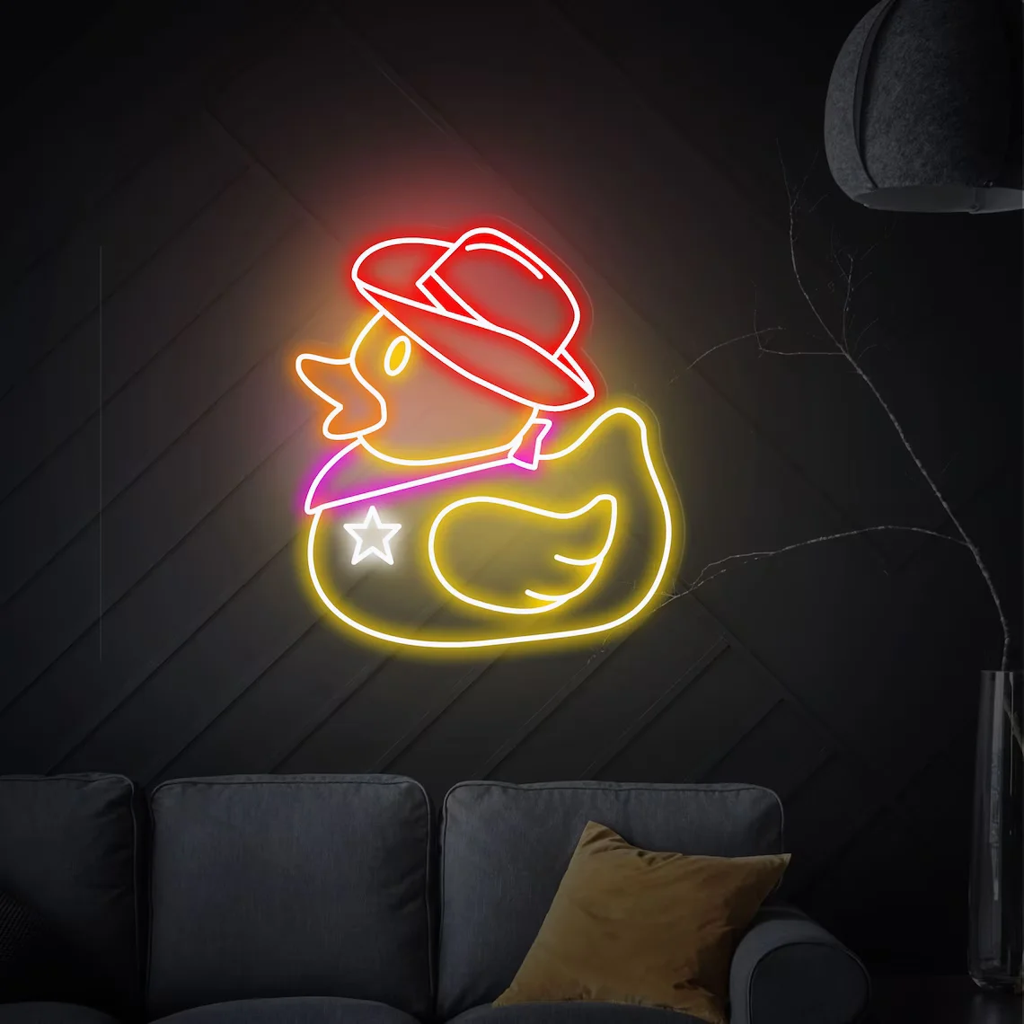 

Custom Neon Sign Cowboy Duck Neon Signs Bedroom Party Club Wall Decor Funny Dusk Led Neon Night Lighte Gift for Kids Room Decor