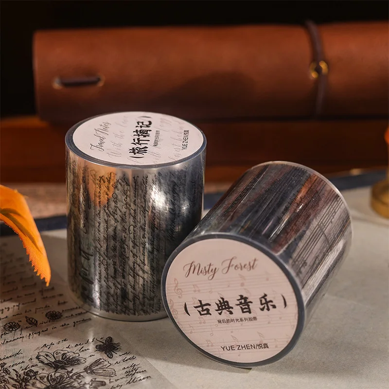 Yoofun 5x300cm Vintage English Writing Lyrics Letters Forest PET Tape Retro Style Scrapbooking Journal Masking Tape 4