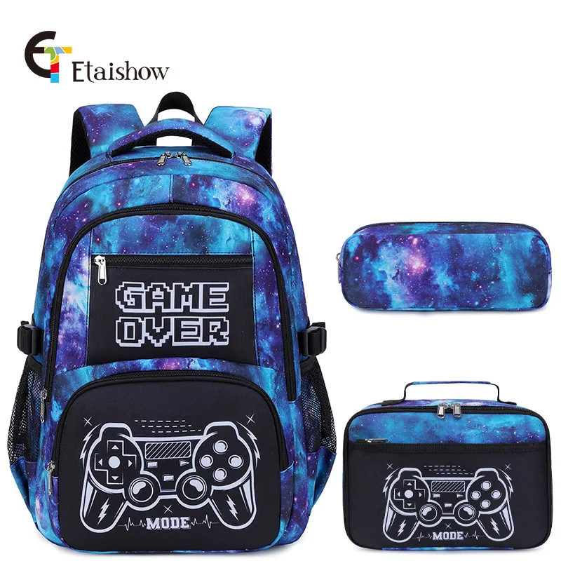 Backpack for Boy with Lunch Bag and Pencil Case 3pcs Boys School Bags for Elementary Student Teen Boys - 3