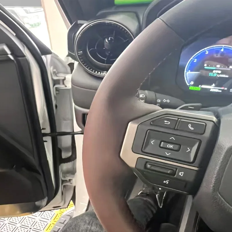 Premium Black Leather Braided Steering Wheel Cover - Full Coverage for Enhanced Interior Style