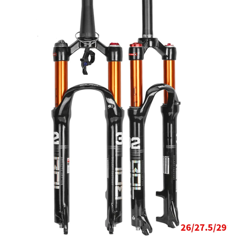 

MTB Air Fork Suspension Solo Air Bicycle Front Suspension Plug Stroke 100-120MM 26/27.5/29inch Straight/Tapered Tube Alloy