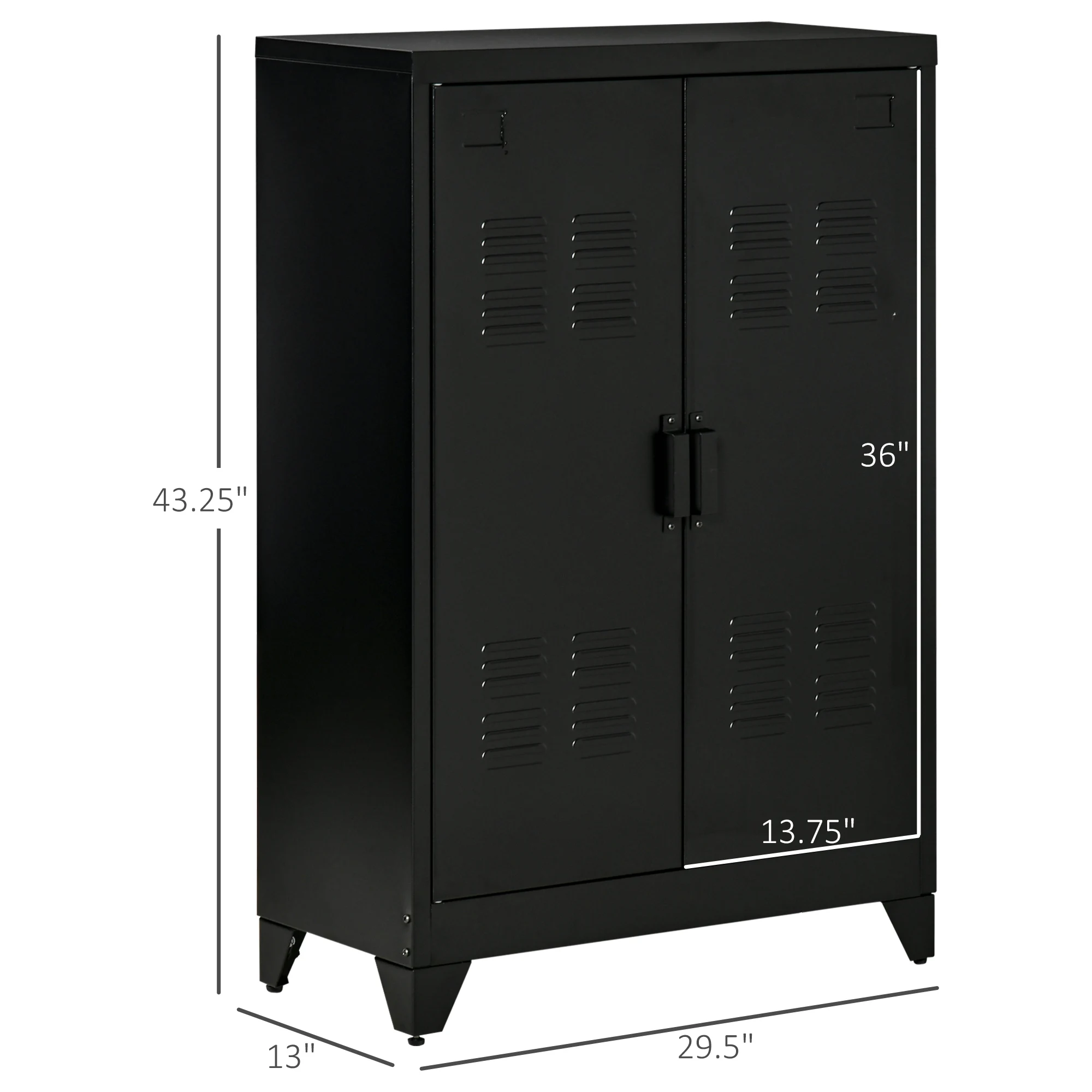 2-Tier Steel Storage Cabinet w/ 2 Adjustable Shelves for Office Garage, Black
