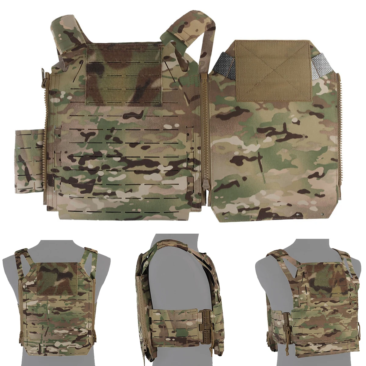 

Tactical Quick Release Vest, Airsoft Universal Lightweight Hunting Vest with MOLLE System Backpanel for Paintball, War Games