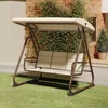 3-Person Outdoor Patio Swing Chair with Adjustable Canopy, Porch Swing with Comfortable and Breathable Seats, Outdoor Swing 1