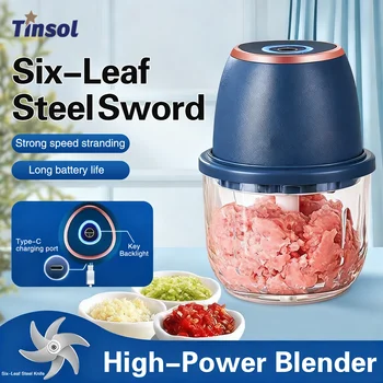 TINSOL 350ML Food Chopper Electric Meat Grinder Garlic Masher USB Multifunction Slicer Blender Kitchen Food Processor 1
