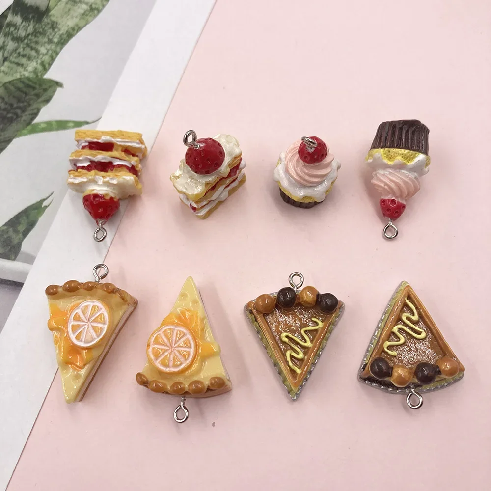 10Pcs Mini Cake Resin Charms for DIY Craft Earrings Necklace Bracelet Jewelry Making Accessories Flat back Cabochon Pendants