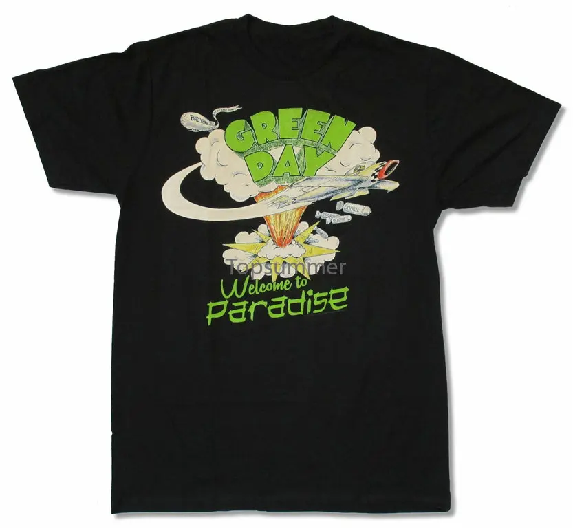 

Green Day Paradise Black T Shirt New Band Merch Welcome Fashion Classic Style Tee Shirt