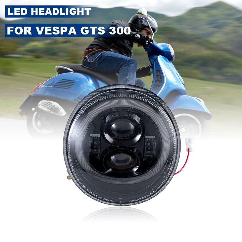 

Black LED Headlight with Halo for Vespa GTS 300 Motorcycle 2014-2018