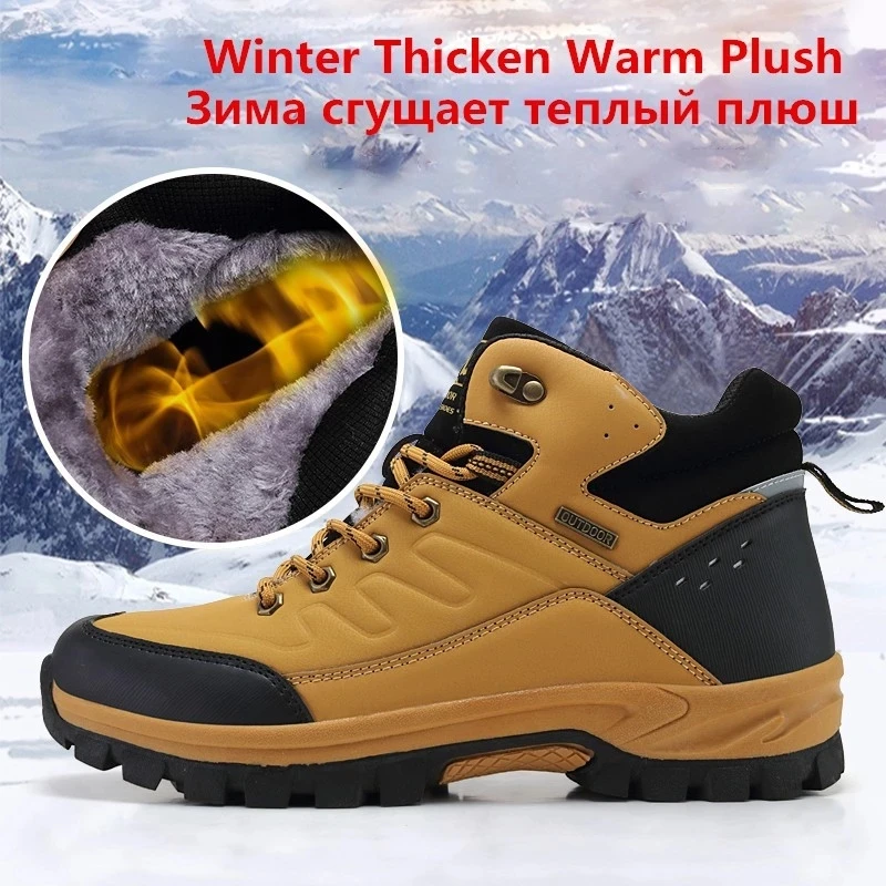 Winter Men Boots Fur Warm Snow Boots Waterproof Ankle Outdoor Men's Sneakers Footwear winter snow boots men boots