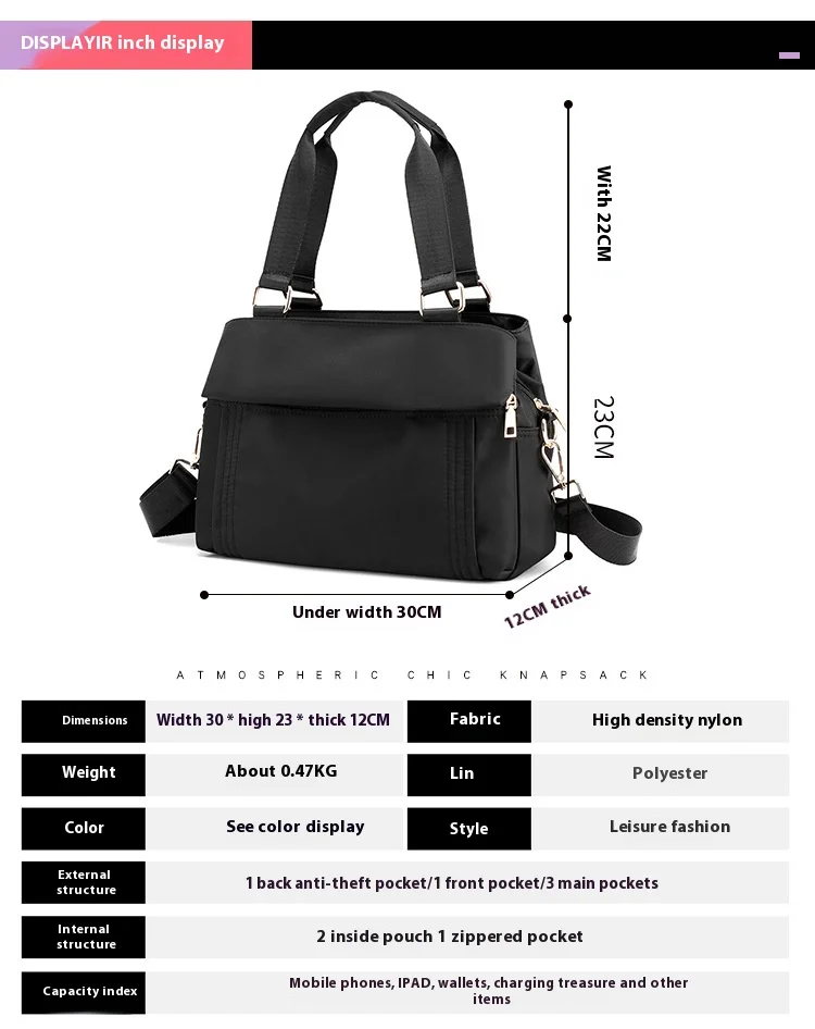 Fashion Handbag Large Capacity Bag Women's New Casual Bag Oxford Cloth Shoulder Bag Multi-layer Versatile Crossbody Bag_voghion.com