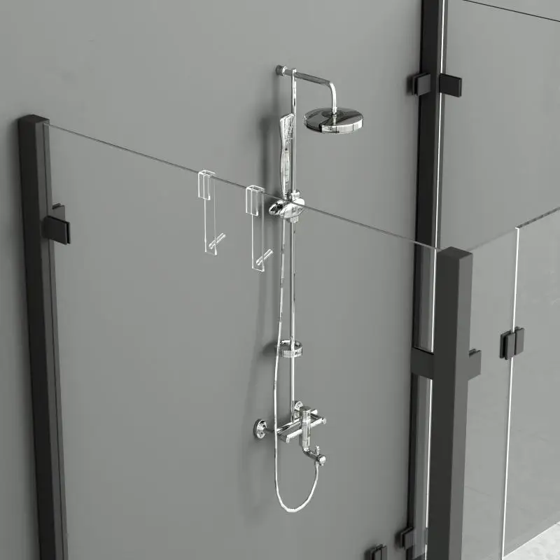 Acrylic Bathroom Shower Door Hook Over Glass Door Shower Towel Rack Punch-Free Bathroom Bathrobe Hanger Transparent Towel Hooks 4